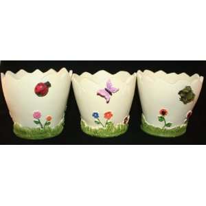   Ceramic Planter Pots (Ladybug, Frog, Butterfly Patio, Lawn & Garden