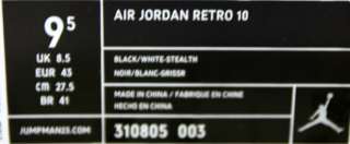 JORDAN RETRO 10 BLACK STEALTH MEN SZ 8 13 310805 003  