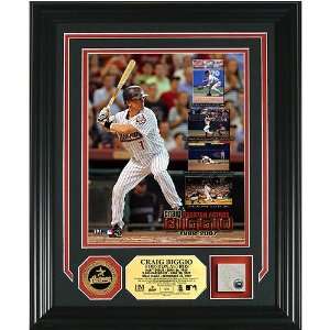 Craig Biggio Retirement Photo Mint W/ 24Kt Gold And Game Used Base