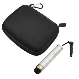 Carrying Case + Silver Mini Stylus with 3.5mm Adapter Plug for Garmin 