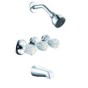  Glacier Bay 3 Handle Tub and Shower Faucet in Chrome