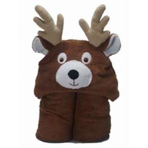    Personalized Big Deer Baby or Toddler Hooded Towel Buddy Baby