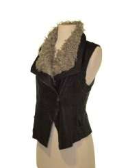 Ryu Boutique Charcoal Faux Leather Womens Vest W/synthetic Fur 