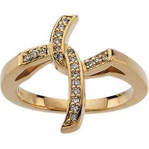    R43006D 14K Yellow Gold 1/10Cttw Diamond Cross Ring Jewelry