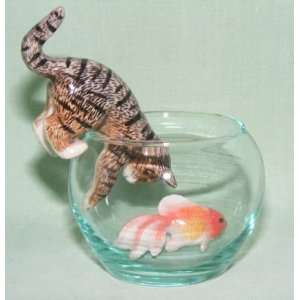  CAT Tiger Brown Climbs n GoldFish Bowl w FISH New 3 