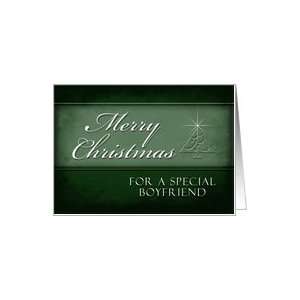 Boyfriend, Merry Christmas, Green Background with Christmas Tree Card