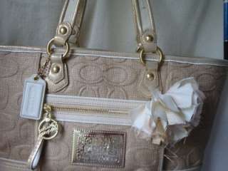 Coach Poppy Straw Natural Gold Tote Large NWT 16706  