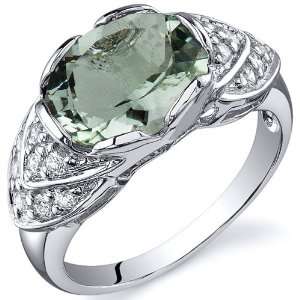 Classy Brilliance 2.25 carats Green Amethyst Cocktail Ring in Sterling 