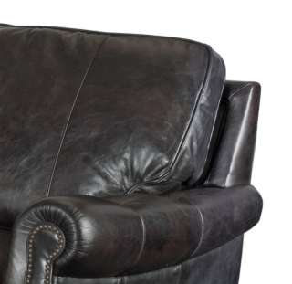 Distressed Black Leather Sectional Sofa  