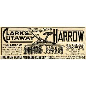  1890 Ad Clarks Cutaway Reversible Harrow Fruit Grower 