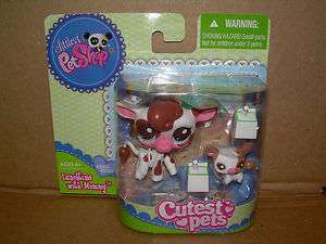 LITTLEST PET SHOP Cutest Pets COW & BABY #2505 & 2506 Lunchtime With 