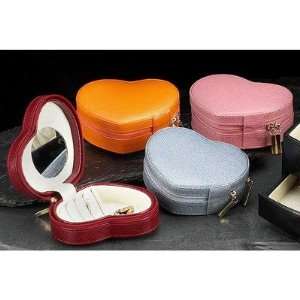 Small Heart Shaped Jewelry Case in Red Leather