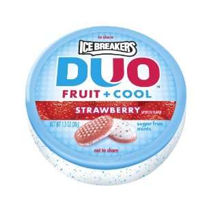 Ice Breakers Duo Fruit + Cool Mints, Strawberry, 1.3 Ounce Containers 