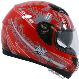 PGR Dual Visor Full Face Motorcycle Helmet DOT Approved (Small, Red 