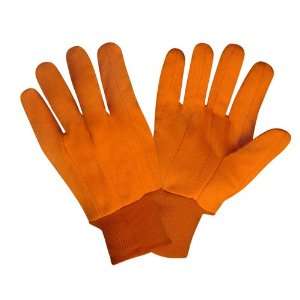 High Visibility ORANGE Poly/Cotton Corded Canvas, Knit Wrist Gloves (Q 