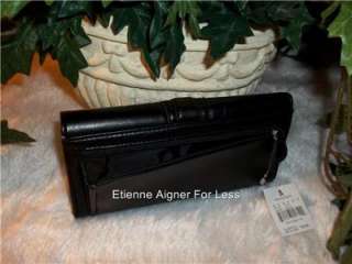 New With Tags Etienne Aigner Merano Check Book Wallet, Clutch, Black 
