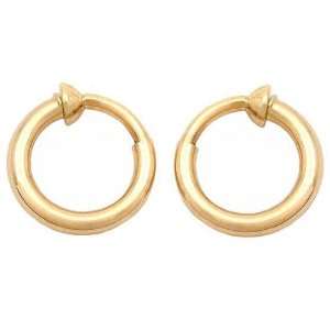  14K Yellow Gold Clip On Tube Hoop Earrings Jewelry 13mm Jewelry