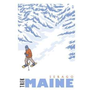  Stylized Snowshoer, Sebago, Maine Giclee Poster Print 