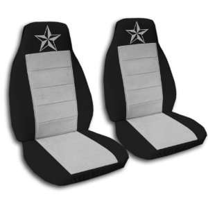   covers. Balck and silver seat covers with a silver star. Automotive