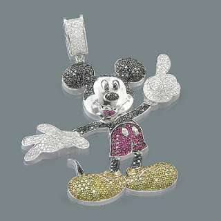 10K Gold Color Diamond Mickey Mouse Pendant 5.22ct  