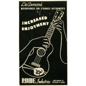   Ad Rowe DeArmond Stringed Instrument Microphones   Original Print Ad