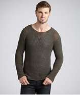   bronze silk cotton blend mesh knit crew neck sweater style# 318948001