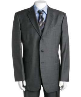 Armani Giorgio Armani grey wool 3 button suit with flat front trousers 