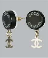 style #301677301 black Coco Chanel resin stud charm earrings