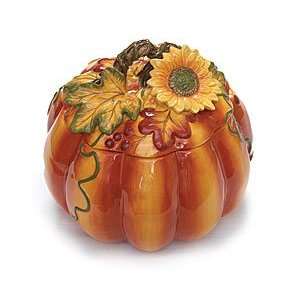  Pumpkin Cookie Jar with Sunflowers & Berries Design Gourd 