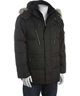 Marc New York black down filled coyote fur trim hooded jacket