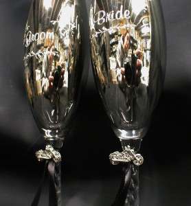   Groom Wedding Toasting glasses Harley Davidson Motorcycle Charm  