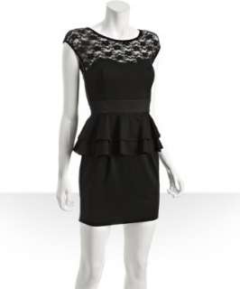 Casual Couture by Green Envelope black jersey lace detail peplum dress 