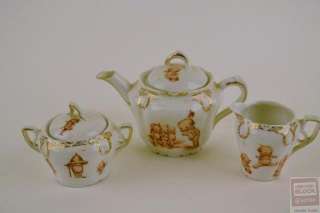 Antique China Childrens Tea Set Bavaria Kewpie Cherub Gold Trim  