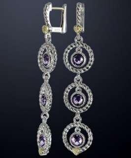   309361901 amethyst and diamond Garland triple circle drop earrings