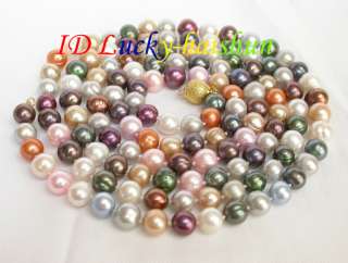 long 50 9mm round Multicolor FW pearls necklace  