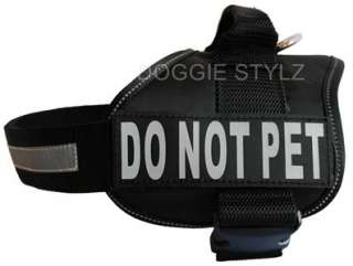 Dog Harness DO NOT PET removable reflective patches working Medium 