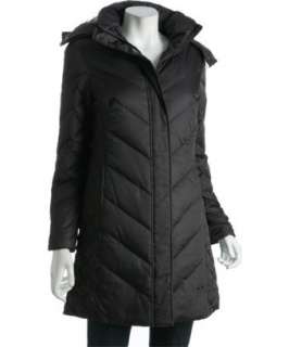 Kenneth Cole Reaction brown quilted down feather faux fur trim parka 