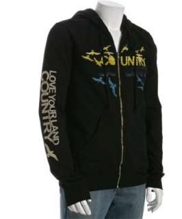 Country Love black cotton fleece Country zip hoodie   up to 