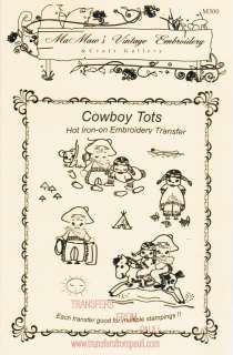 Cowboy & Indian Baby Tots Hot Iron Embroidery Transfers 857690003244 