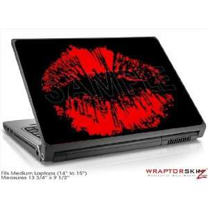  Medium Laptop Skin Big Kiss Lips Red on Black Electronics