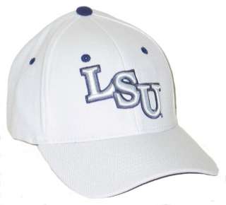 LSU LOUISIANA STATE ST TIGERS WHITE CHOCOLATE FLEX FIT FITTED HAT/CAP 