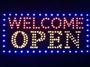 Animated LED Neon Light Open Sign Deluxe Welcome Open  