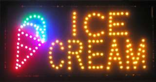 New Super Bright LED Neon Open Sign ICE CREAM CONE L07  