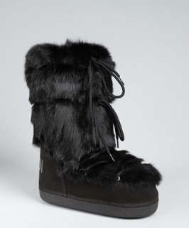 Fendi black suede and rabbit fur St. Mortiz moon boots   up 