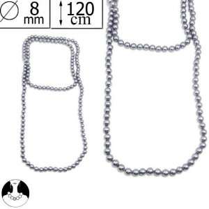   paris women necklace long necklace 120cm 8mm grey pearl glass Jewelry