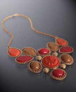 Rachel Leigh coral cabochon Poppy bib necklace   