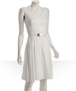 Prada sport white stretch cotton poplin belted dress   up to 