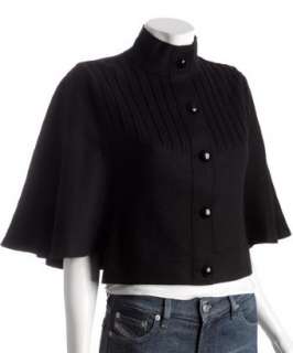 Susana Monaco black wool mockneck cape jacket  