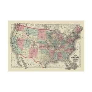  Map of the United States Territories 1872 20x30 poster 