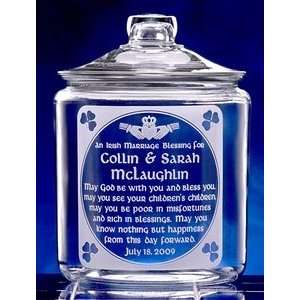  Personalized Irish Marriage Blessing Glass Cookie Jar 